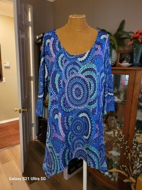 Beautiful Comfort.                     Blue Multi-Print Pattern Lightweight Airy